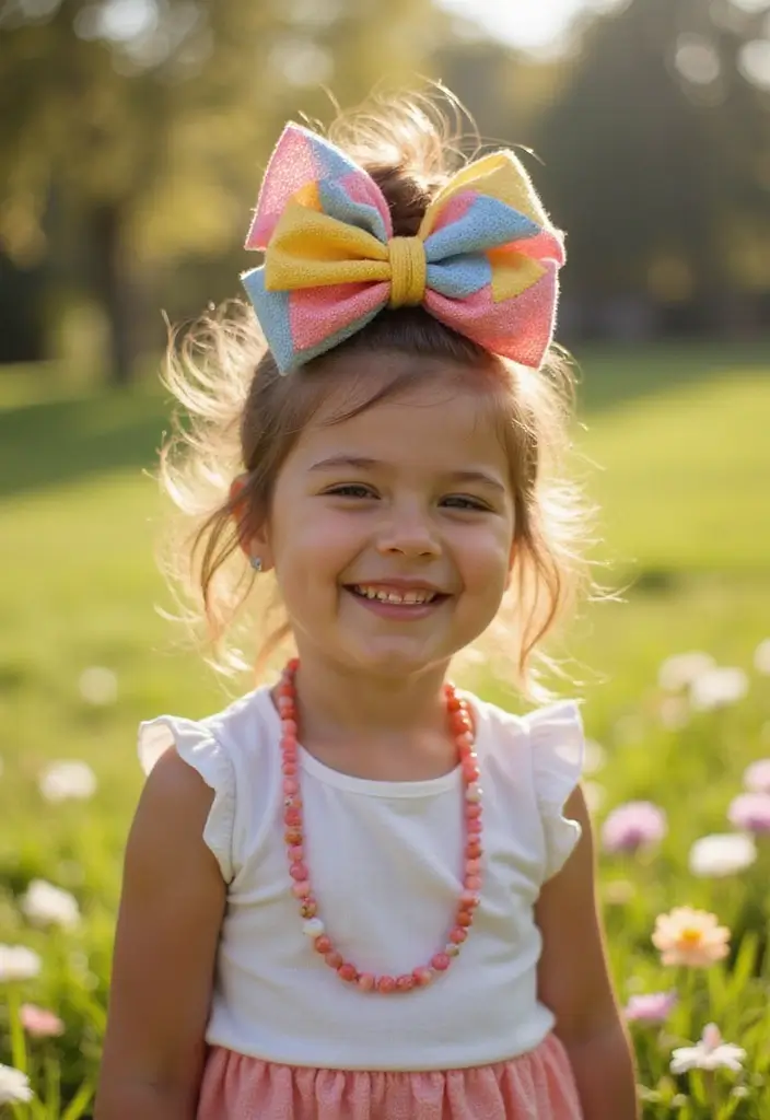 35 Hairstyles with Bows to Add a Cute Touch - 4. Messy Bun with a Bow