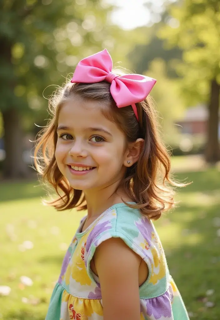 35 Hairstyles with Bows to Add a Cute Touch - 6. Half-Up Bow Style