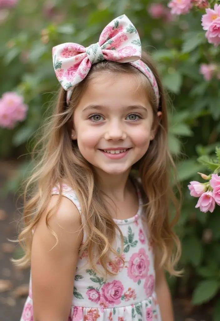 35 Hairstyles with Bows to Add a Cute Touch - 7. Flower Bow Headband