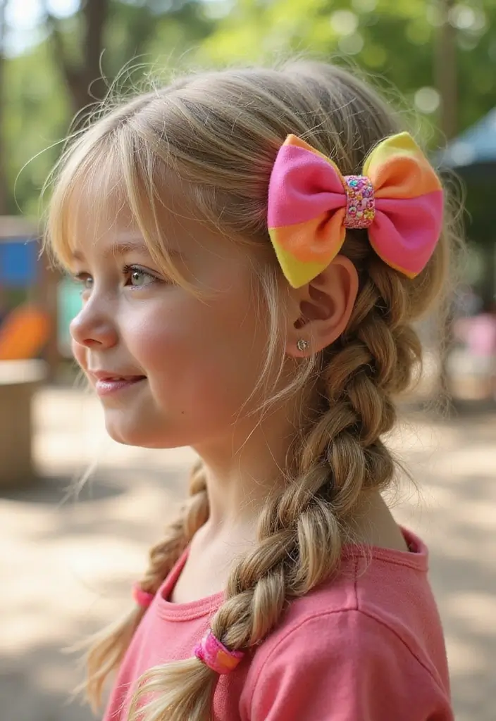 35 Hairstyles with Bows to Add a Cute Touch - 8. Bow-Clipped Side Braid