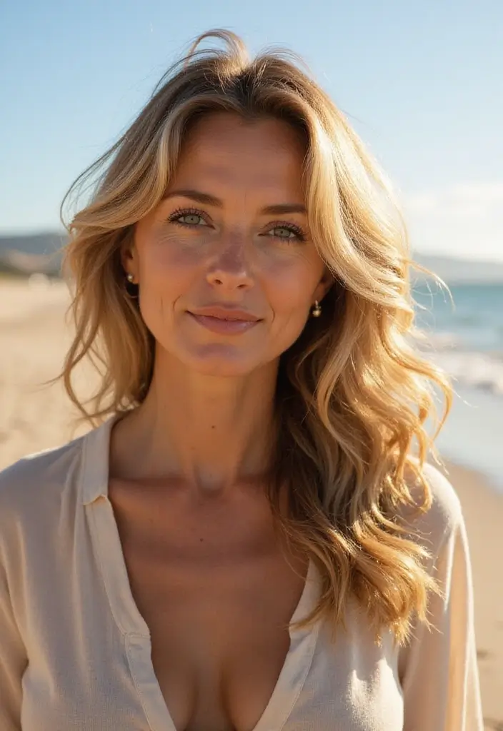 35 Wash and Wear Haircuts for Over 60 That Are Easy - 19. Beachy Waves