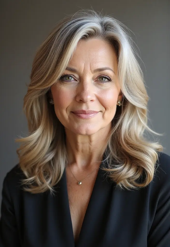 35 Wash and Wear Haircuts for Over 60 That Are Easy - 22. Round Brushed Style