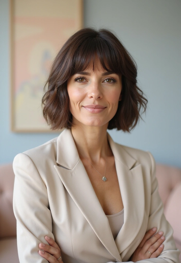 35 Wash and Wear Haircuts for Over 60 That Are Easy - 26. Curtain Bangs with Bob