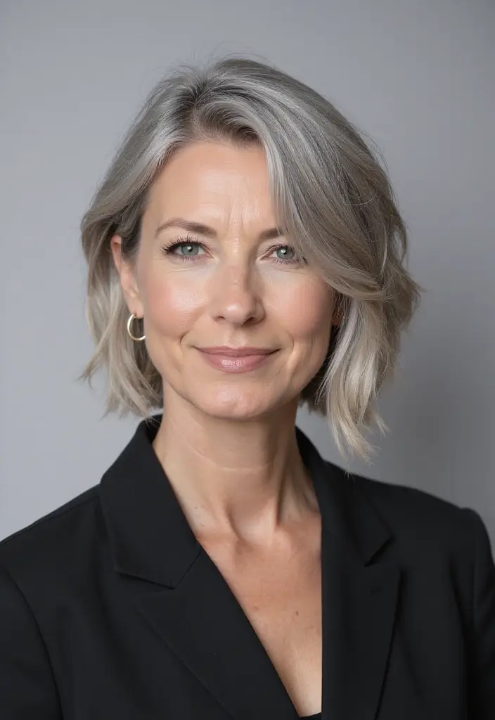 35 Wash and Wear Haircuts for Over 60 That Are Easy - 33. Asymmetrical Bob