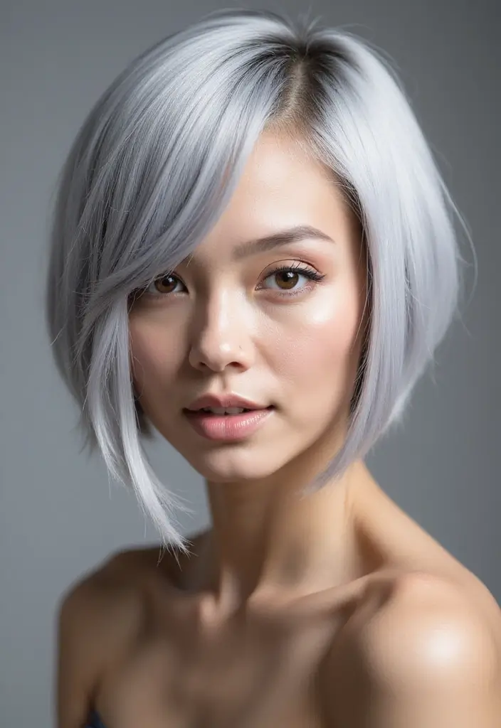 35 Youthful Gray Hairstyles for Over 50 That Inspire - 1. Sleek Silver Bob