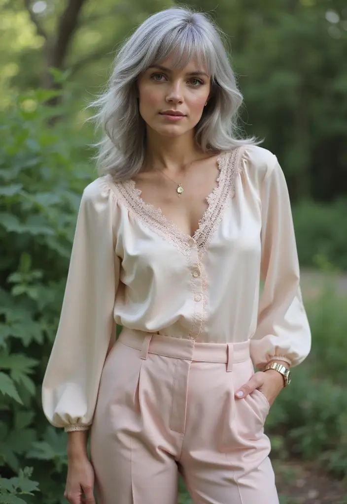 35 Youthful Gray Hairstyles for Over 50 That Inspire - 15. Gray Hair with Side-Swept Bangs