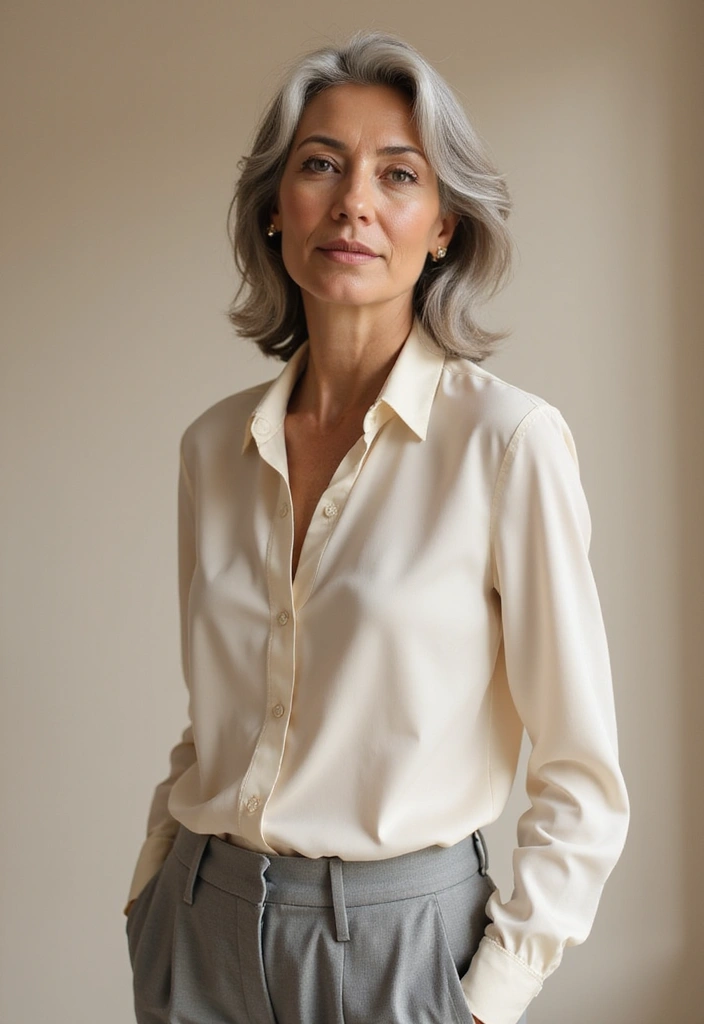 35 Youthful Gray Hairstyles for Over 50 That Inspire - 31. Gray Hair with a Soft Center Part