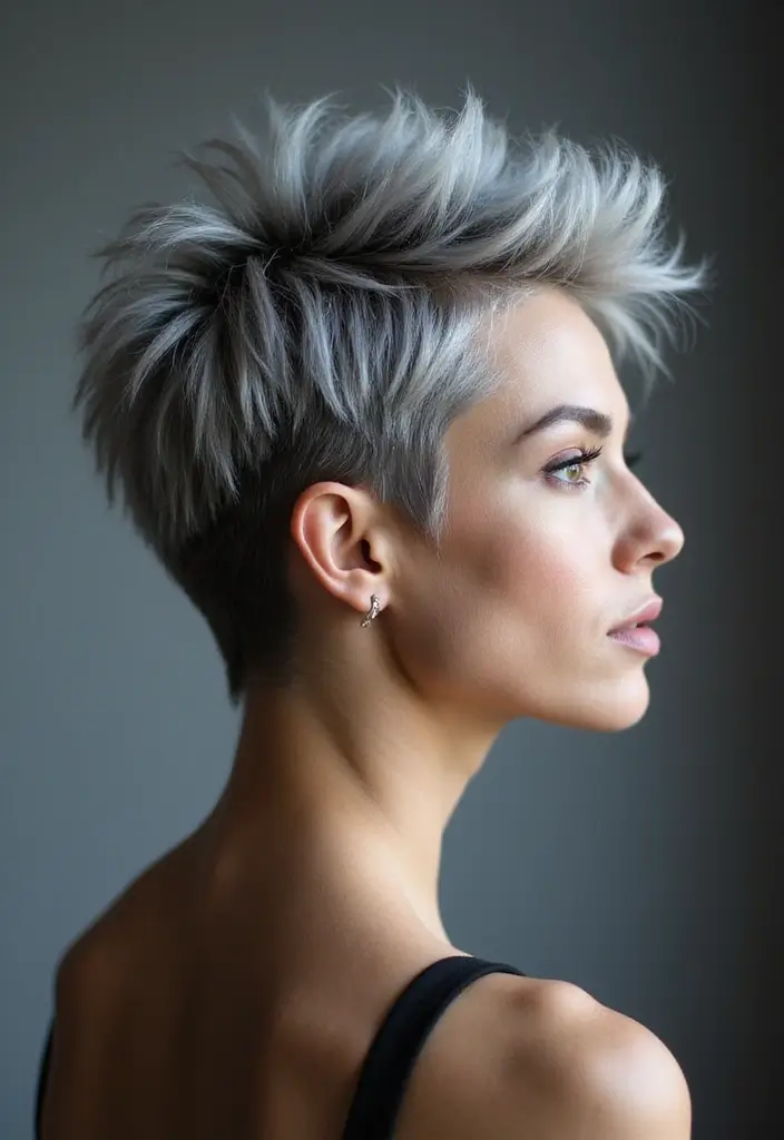 35 Youthful Gray Hairstyles for Over 50 That Inspire - 35. Gray Hair with a Modern Faux Hawk