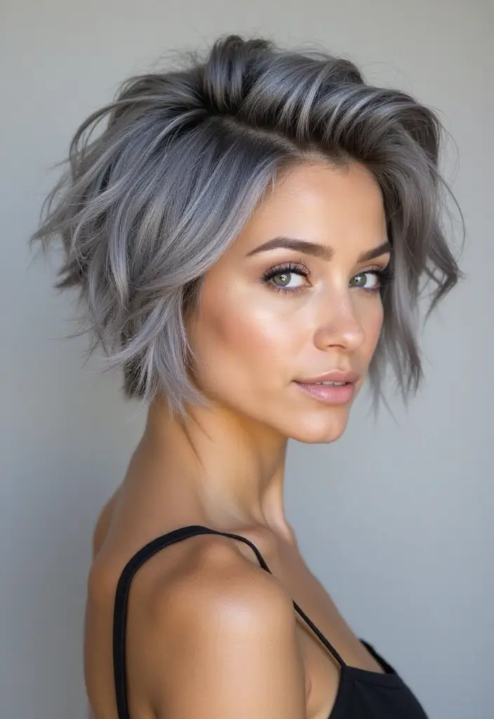 35 Youthful Gray Hairstyles for Over 50 That Inspire - 5. Asymmetrical Gray Cut