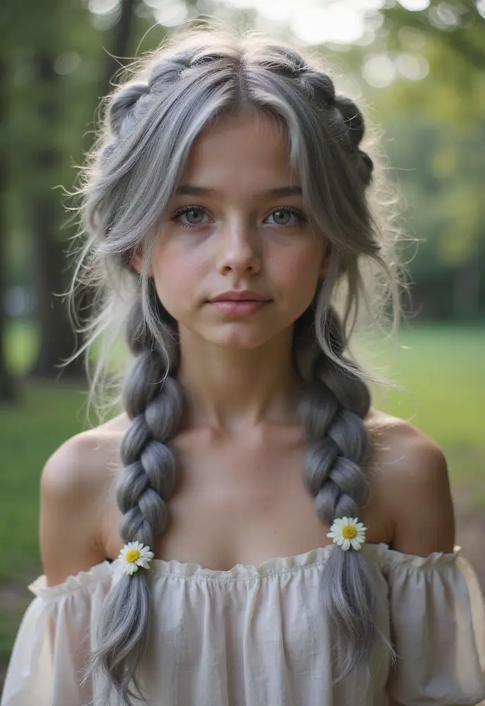 35 Youthful Gray Hairstyles for Over 50 That Inspire - 9. Braided Gray Styles