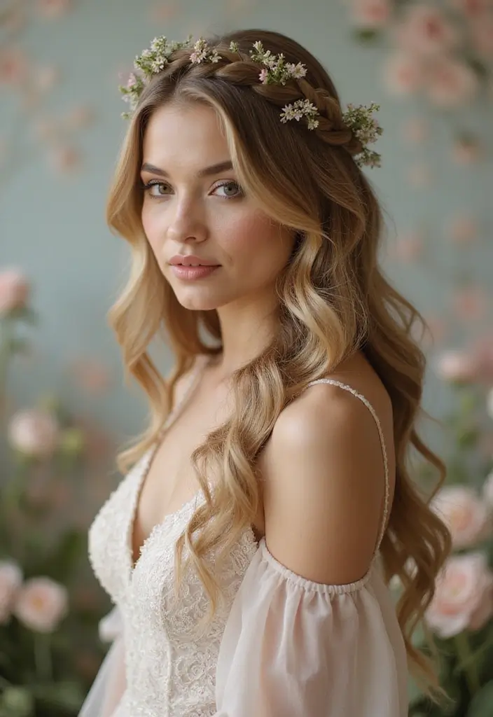 40 Stunning Hairstyles for Long Hair Inspiration: Braided Beauties - 12. Half-Up Braided Crown