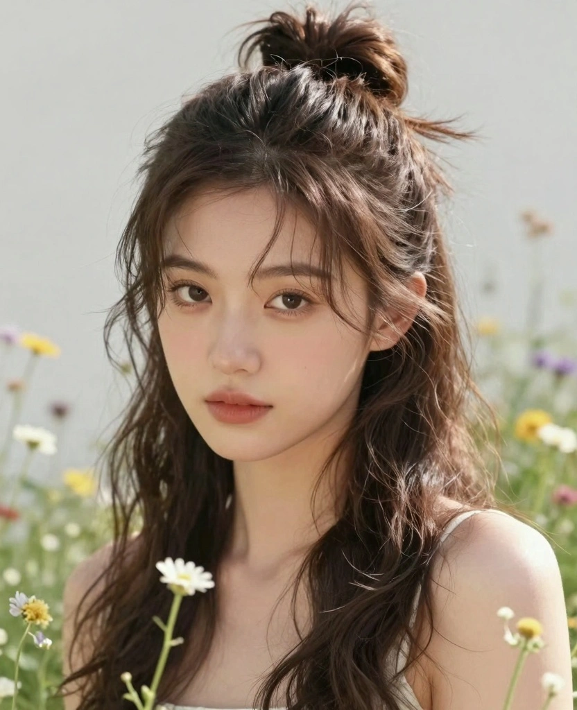 14 Haircuts for Long Hair Oval Face (Indian Style Inspiration) - 6. Messy Bun with Long Strands 1