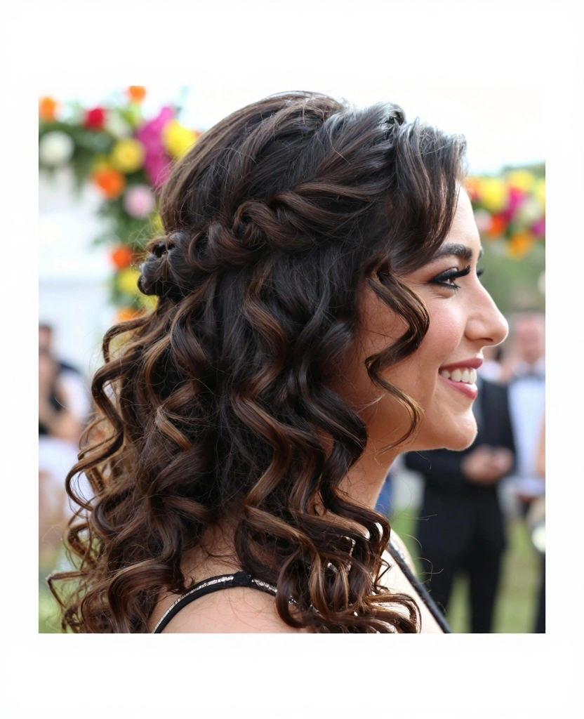 14 Haircuts for Long Hair Oval Face (Indian Style Inspiration) - 7. Half-Up, Half-Down Styles 1