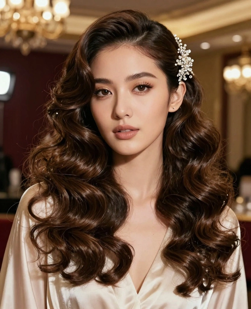 14 Haircuts for Long Hair Oval Face (Indian Style Inspiration) - 8. Side-Swept Curls 1