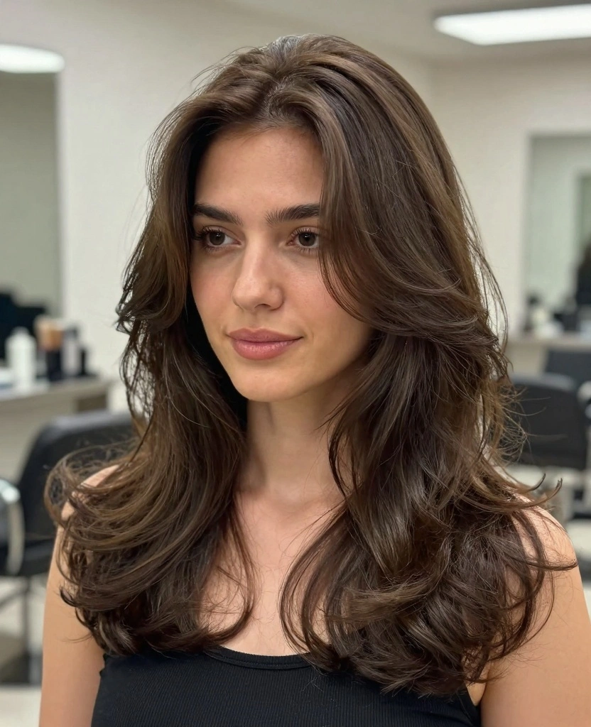 15 V-Shaped Haircut With Layers for Long Hair - Face Framing Ideas - 1. Soft V-Cut with Gentle Layers 1