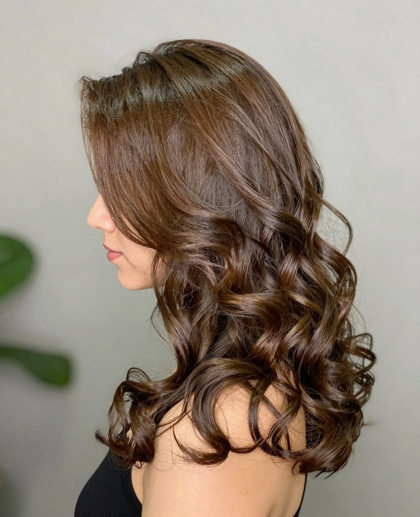 15 V-Shaped Haircut With Layers for Long Hair - Face Framing Ideas - 10. Layered V-Cut with Side Swept Curls 1