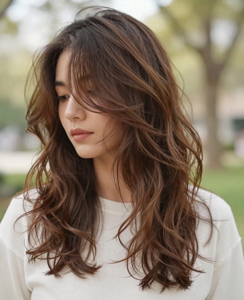 15 V-Shaped Haircut With Layers for Long Hair - Face Framing Ideas - 8. Bohemian V-Layers for a Free-Spirited Look 1