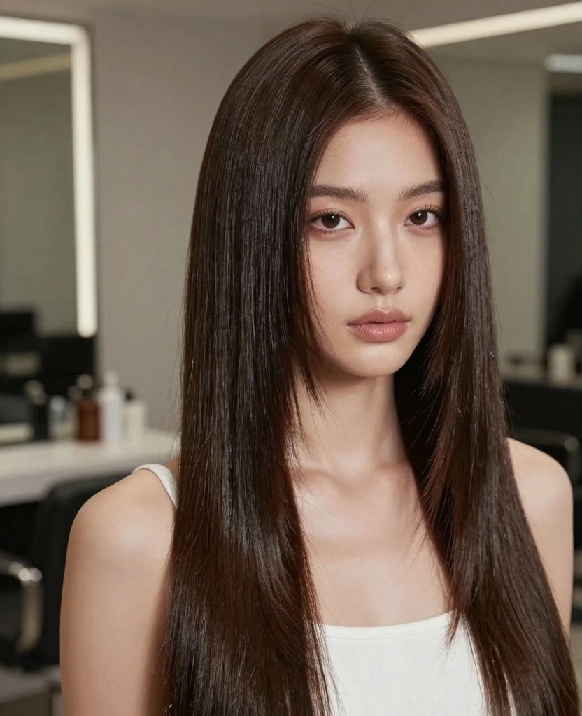 16 Simple Haircuts for Long Straight Hair - 11. Center-Parted Straight Hair 1