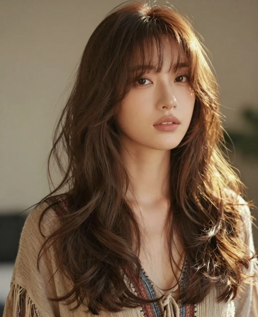 17 Face Framing Haircuts for Long Hair With Bangs - 1. Soft Curtain Bangs with Layers 1