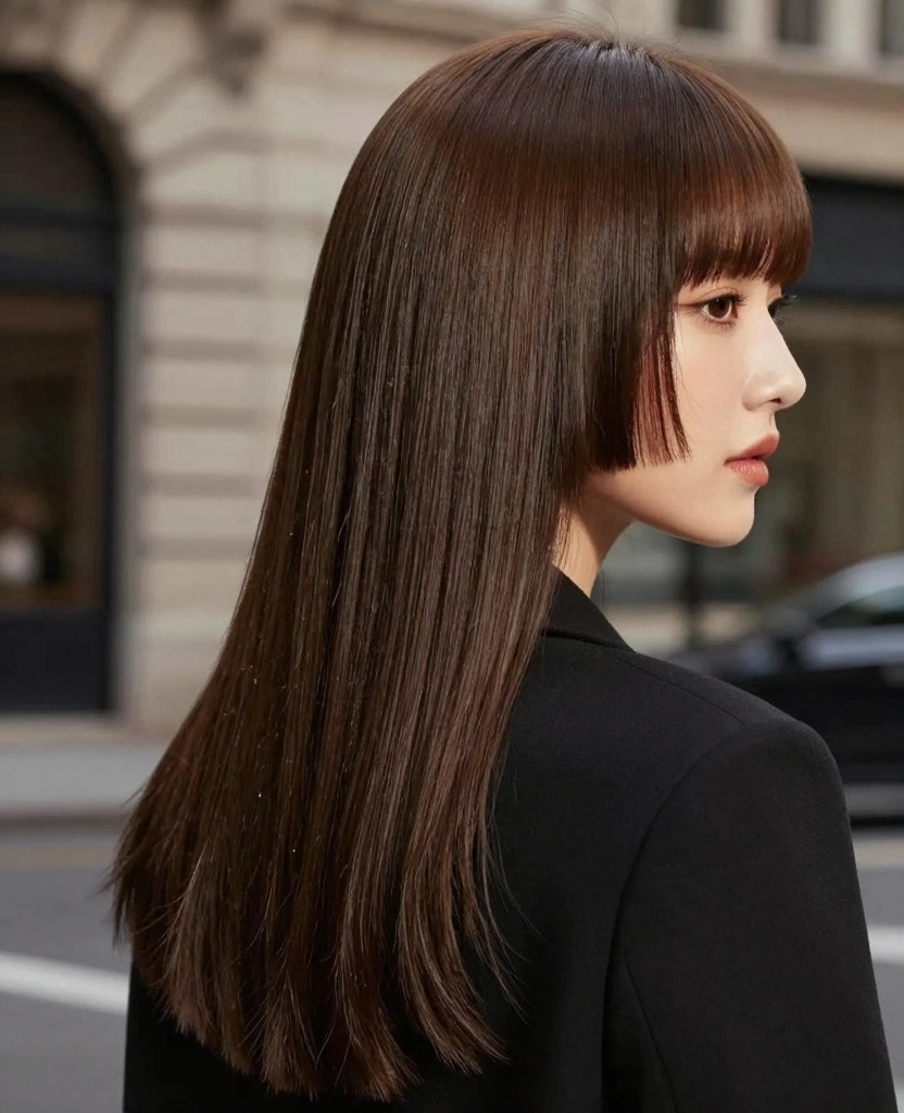 17 Face Framing Haircuts for Long Hair With Bangs - 15. Long Straight Hair with Side Bangs 1