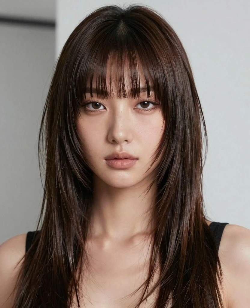 17 Face Framing Haircuts for Long Hair With Bangs - 5. Textured Layers with Micro Bangs 1
