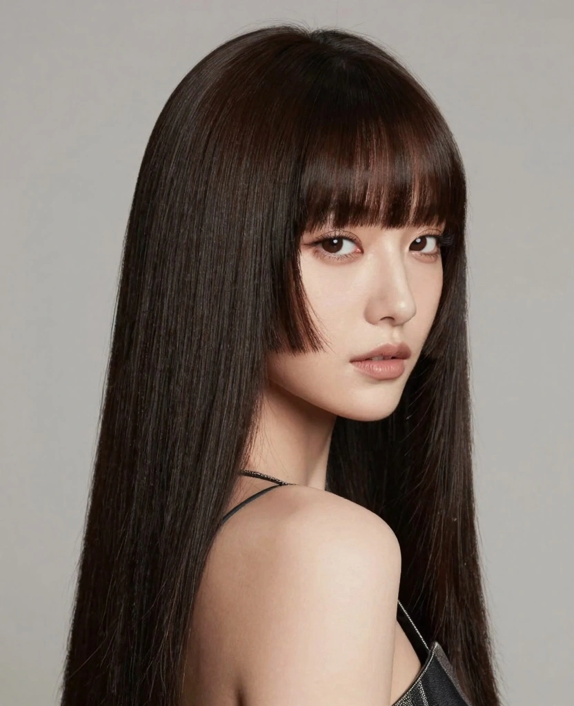 17 Face Framing Haircuts for Long Hair With Bangs - 7. Long Straight Hair with Bold Bangs 1