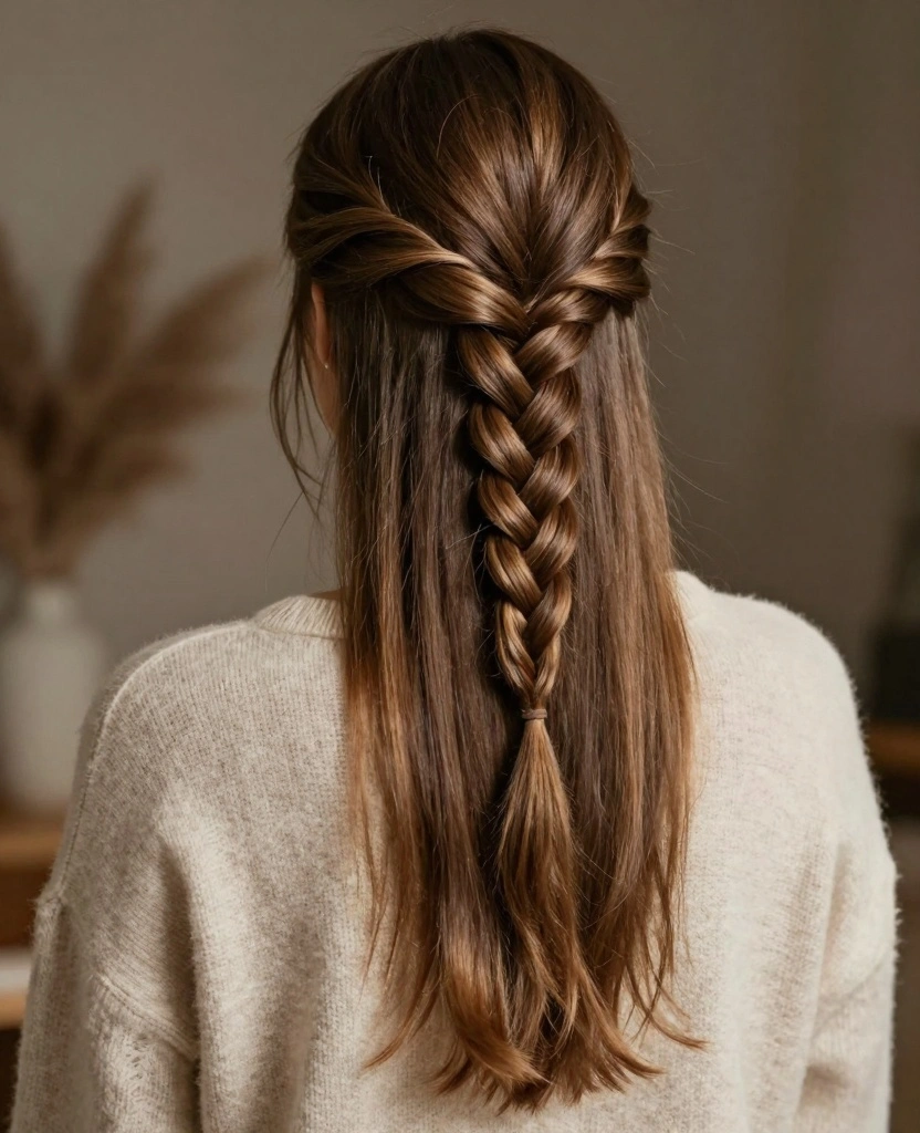 18 Easy & Simple Haircuts for Long Straight Hair - 14. Twisted Back Look 1