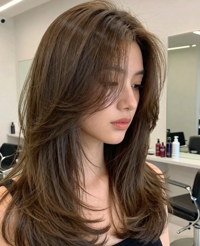 19 Best Haircut Ideas for Long Hair Round Face - 1. Long Layered Cut 1