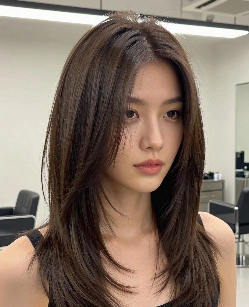 19 Best Haircut Ideas for Long Hair Round Face - 14. Sleek Long Layers 1