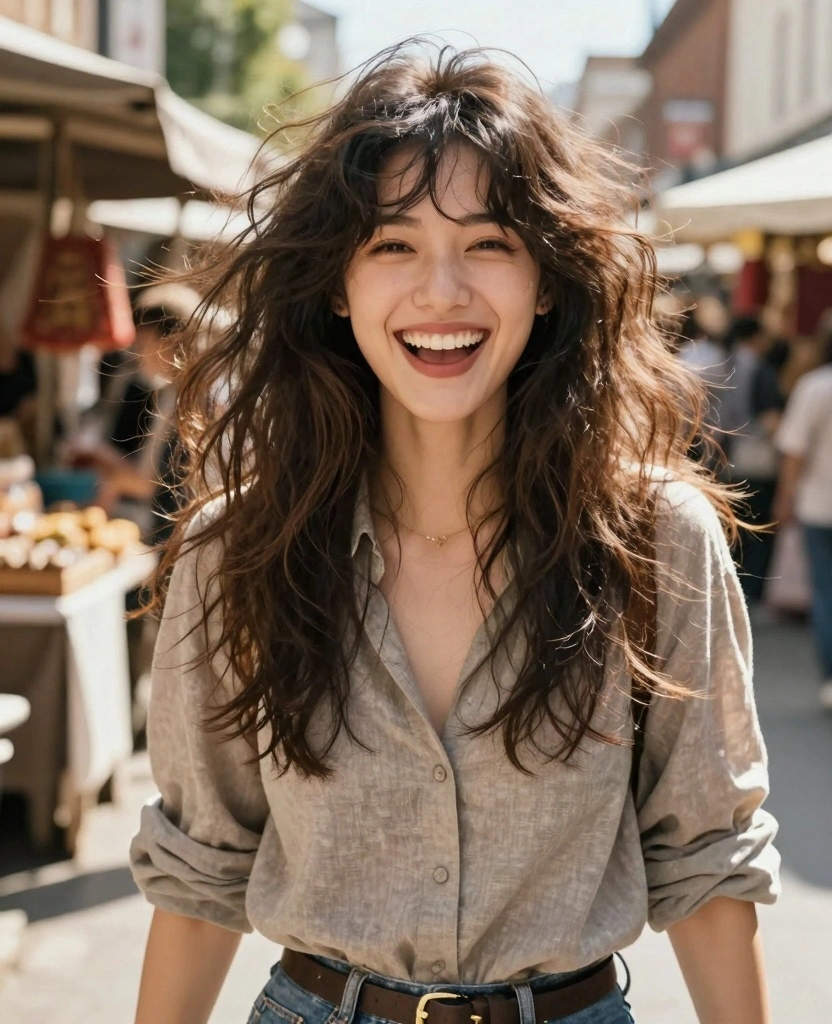 19 Layer Haircuts for Long Hair Round Face That Slim Your Look - 12. Messy Layers with Textured Ends 1