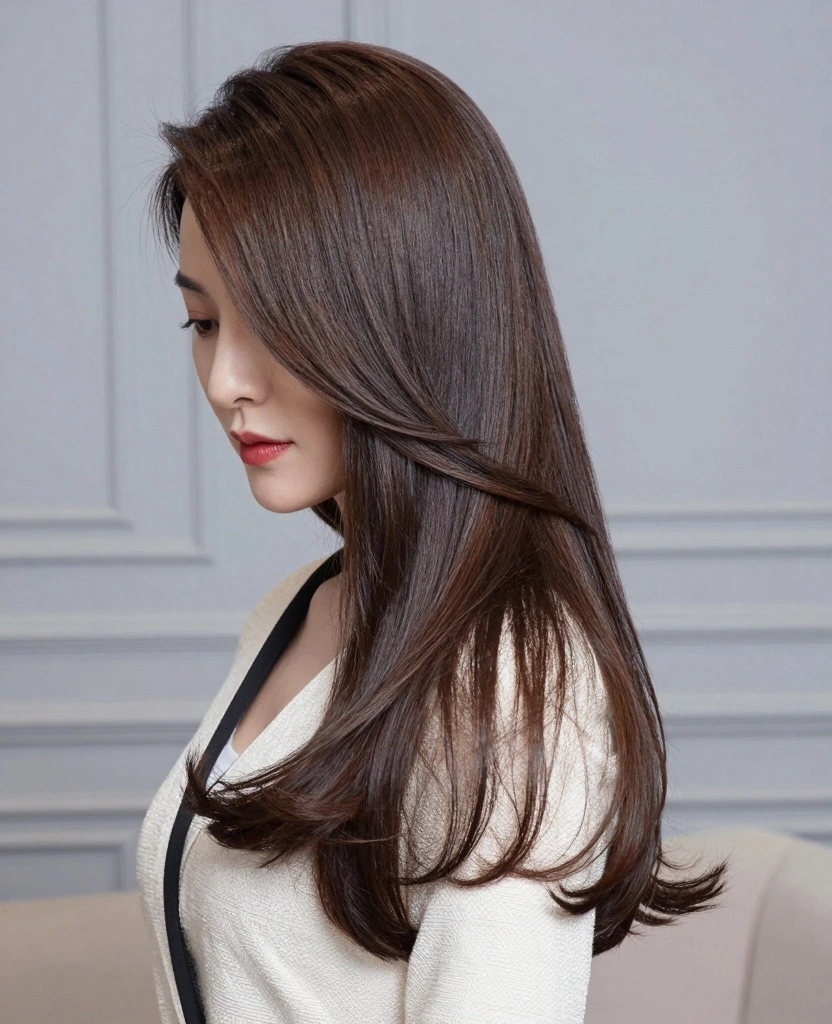 19 Layer Haircuts for Long Hair Round Face That Slim Your Look - 5. Long Layers with a Center Part 1