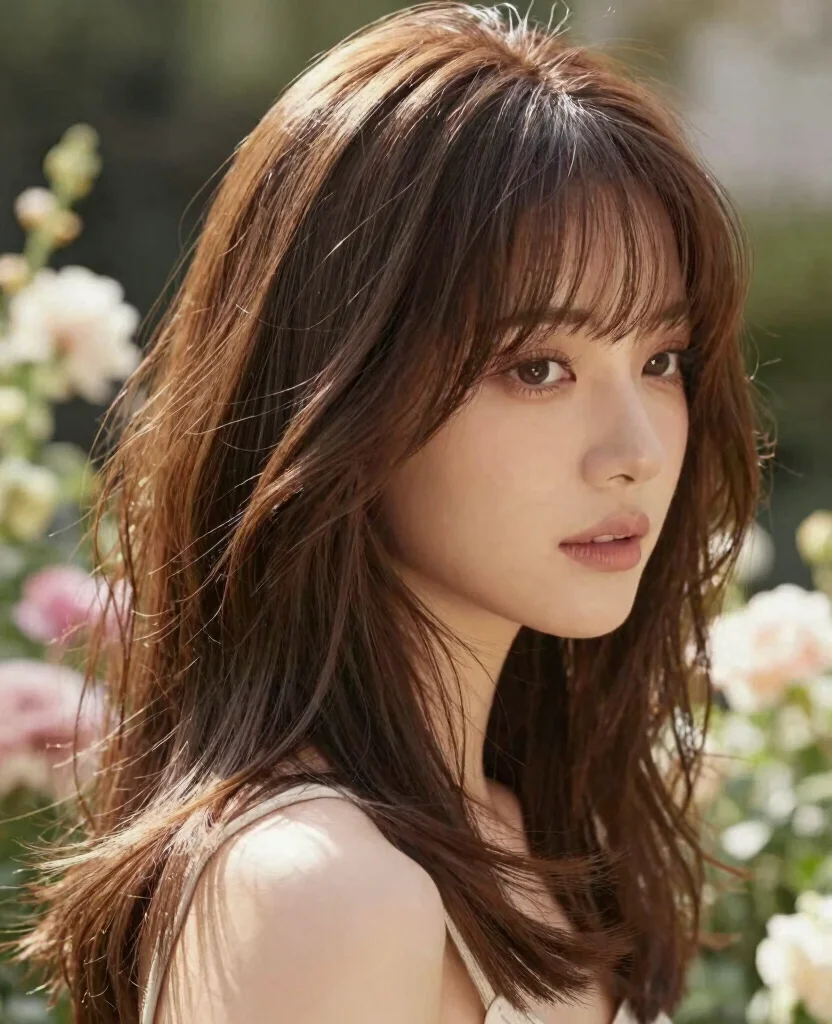 19 Layer Haircuts for Long Hair Round Face You’ll Love - 10. Wispy Bangs with Long Layers 1