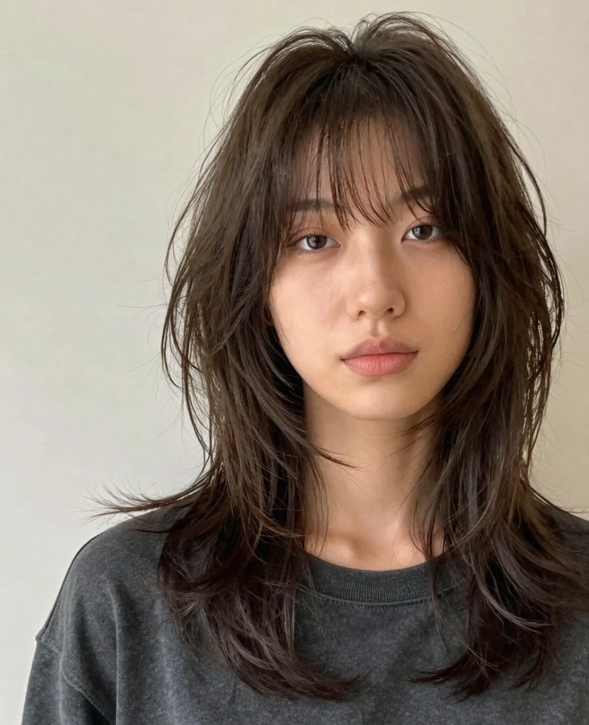 19 Layer Haircuts for Long Hair Round Face You’ll Love - 16. Shaggy Layers with Bangs 1