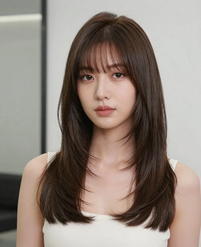 19 Layer Haircuts for Long Hair Round Face You’ll Love - 17. Long Layers with Side Bangs 1