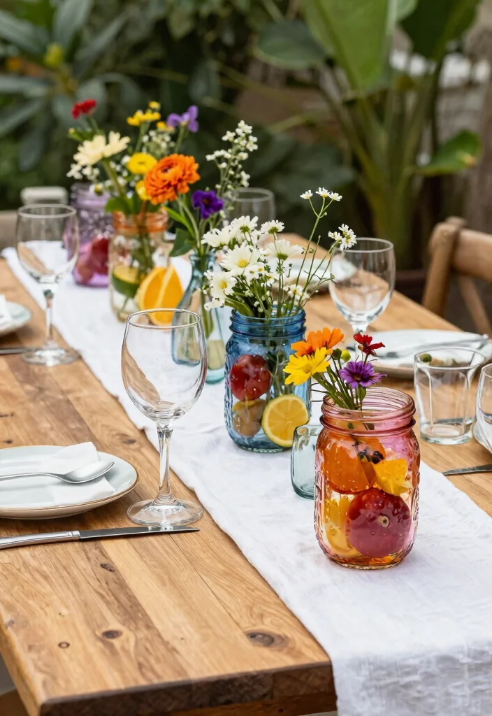 16 At-Home Brunch Decor Ideas for a Beautiful Table - 2. Upcycled Glassware 1