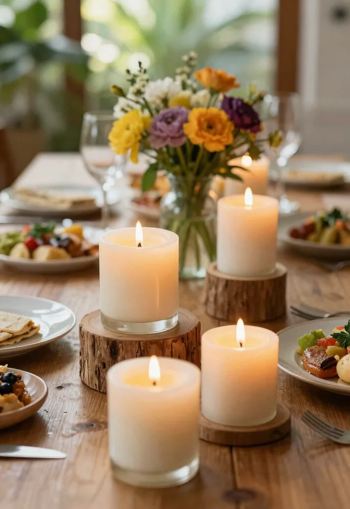 16 At-Home Brunch Decor Ideas for a Beautiful Table - 7. Candles for Ambiance 1