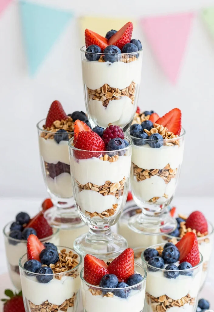 16 Baby Shower Brunch Food Ideas Guests Will Love - 2. Berry and Yogurt Parfaits 1