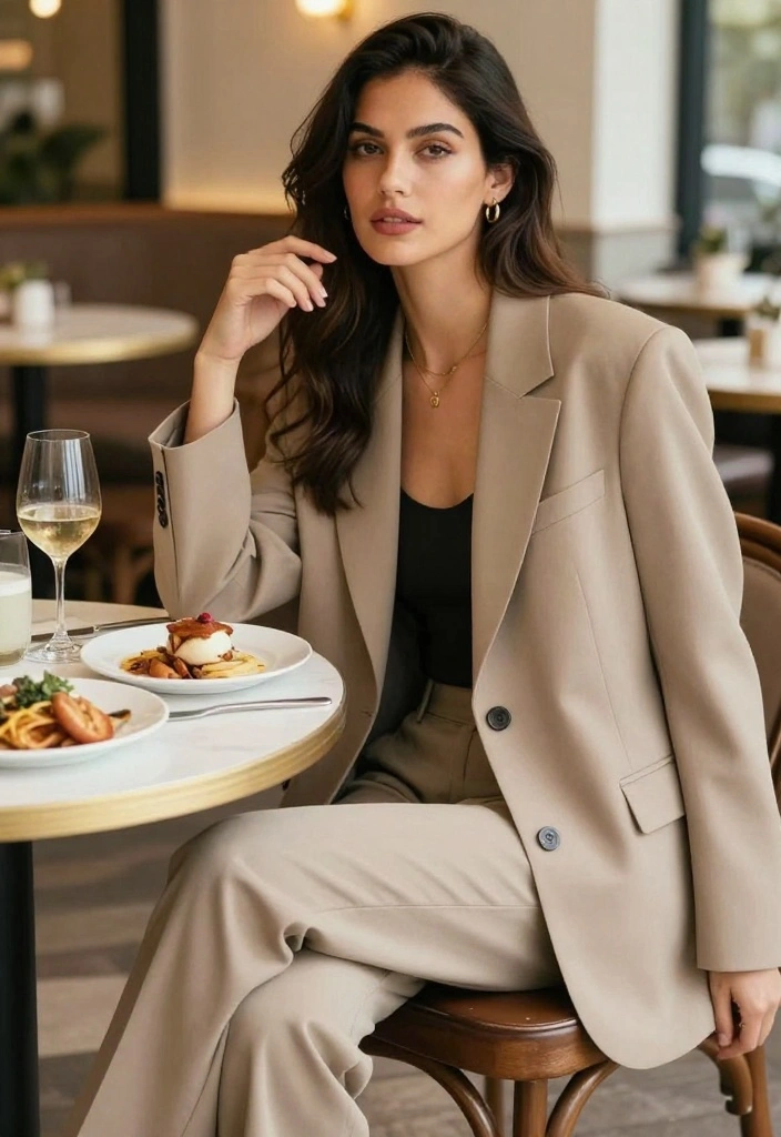 16 Bottomless Brunch Outfit Ideas for a Chic Weekend Look - 7. Oversized Blazer and Tailored Pants 1