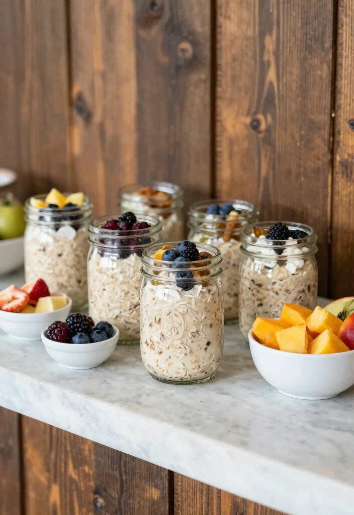 16 Breakfast Bar Food Ideas for a Brunch Party Setup - 6. Overnight Oats Setup 1
