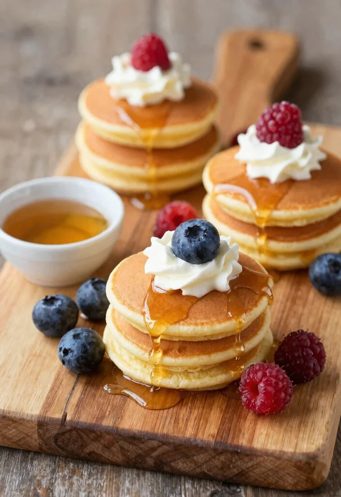 16 Brunch Baby Shower Food Ideas That Are Easy and Elegant - 6. Mini Pancake Stacks with Maple Syrup 1