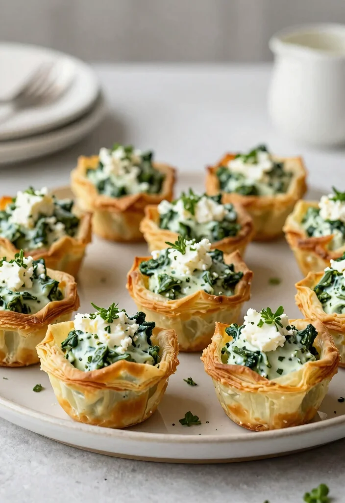 16 Brunch Baby Shower Food Ideas That Are Easy and Elegant - 7. Spinach and Feta Phyllo Cups 1