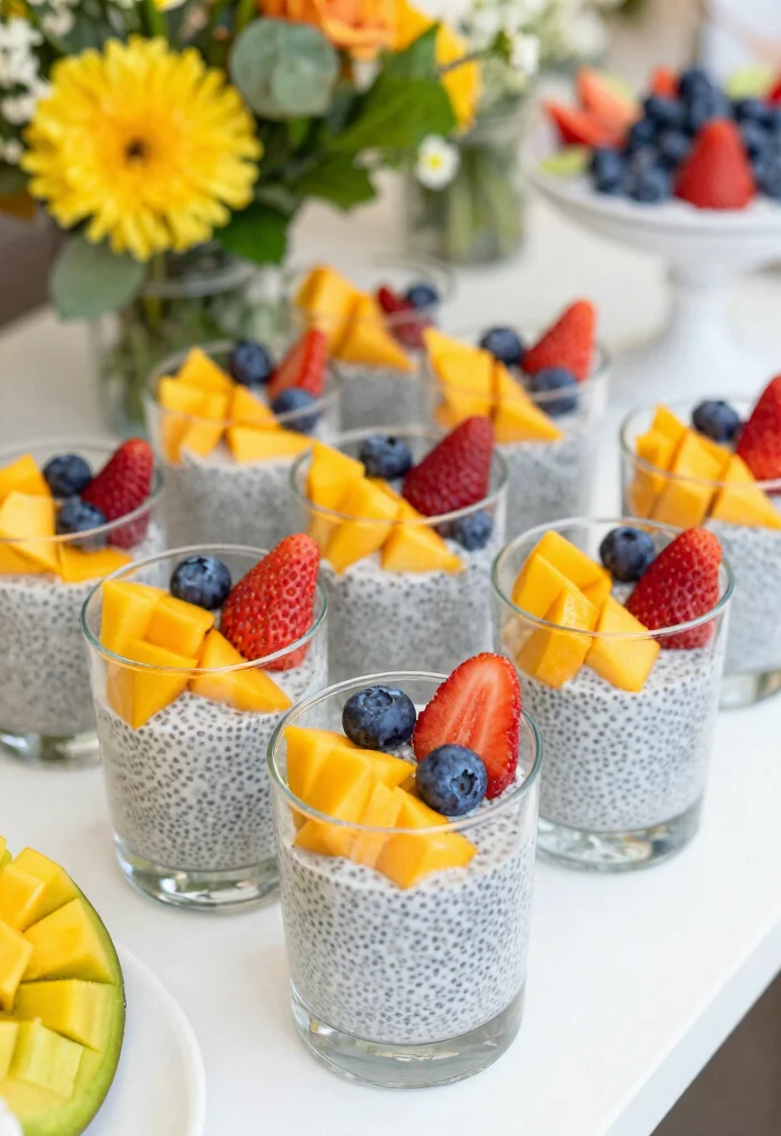 16 Brunch Bridal Shower Food Ideas for a Beautiful Spread - 6. Chia Seed Pudding Cups 1