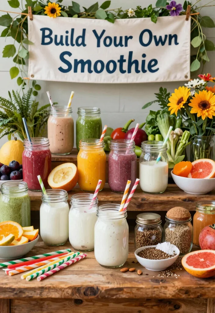 16 Brunch Wedding Shower Ideas for a Relaxed Celebration - 1. Colorful Vegan Smoothie Bar 1