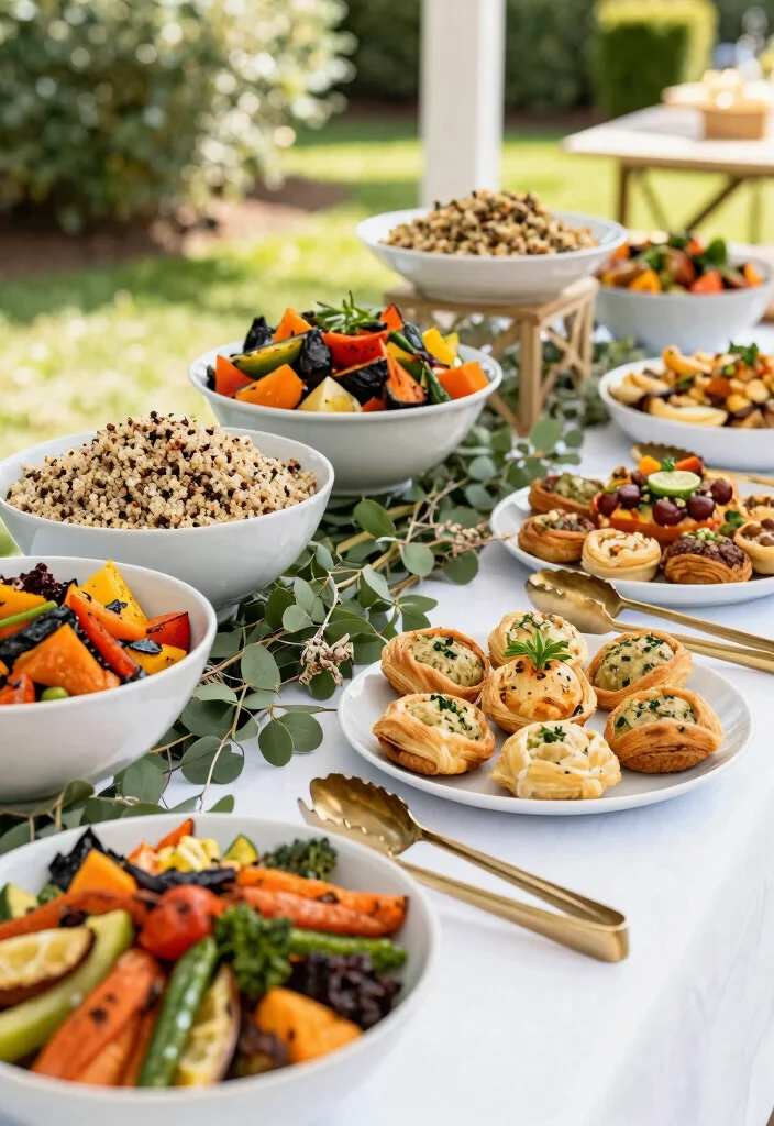 16 Brunch Wedding Shower Ideas for a Relaxed Celebration - 3. Elegant Plant-Based Brunch Buffet 1