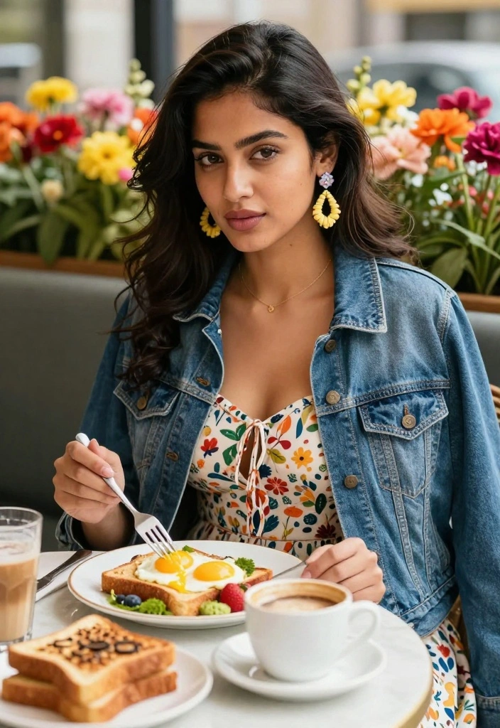 16 Casual Brunch Outfit Ideas That Still Look Put-Together - 5. Classic Denim Jacket with a Dress 1