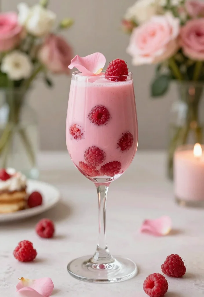 16 Mimosa Bar Ideas for a Brunch Party Everyone Will Love - 14. Raspberry Rose Mimosa 1