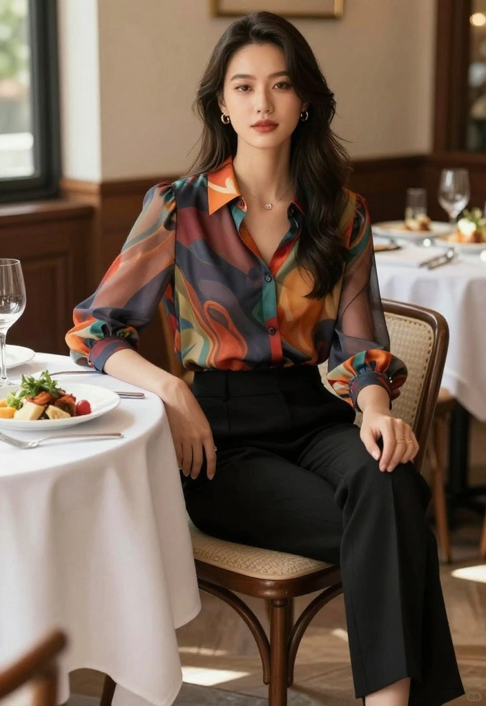 16 Senior Brunch Outfit Ideas That Are Comfortable and Chic - 3. Tailored Pants with a Breathable Blouse 1