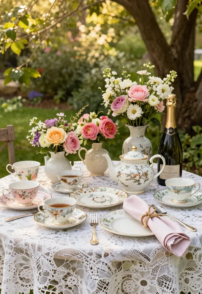 17 Brunch and Bubbly Bridal Shower Ideas for a Fun Celebration - 1. Vintage Tea Party Theme 1