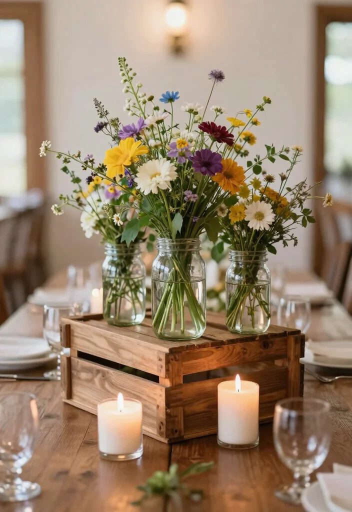 17 Brunch and Bubbly Bridal Shower Ideas for a Fun Celebration - 16. Rustic-chic Centerpieces 1