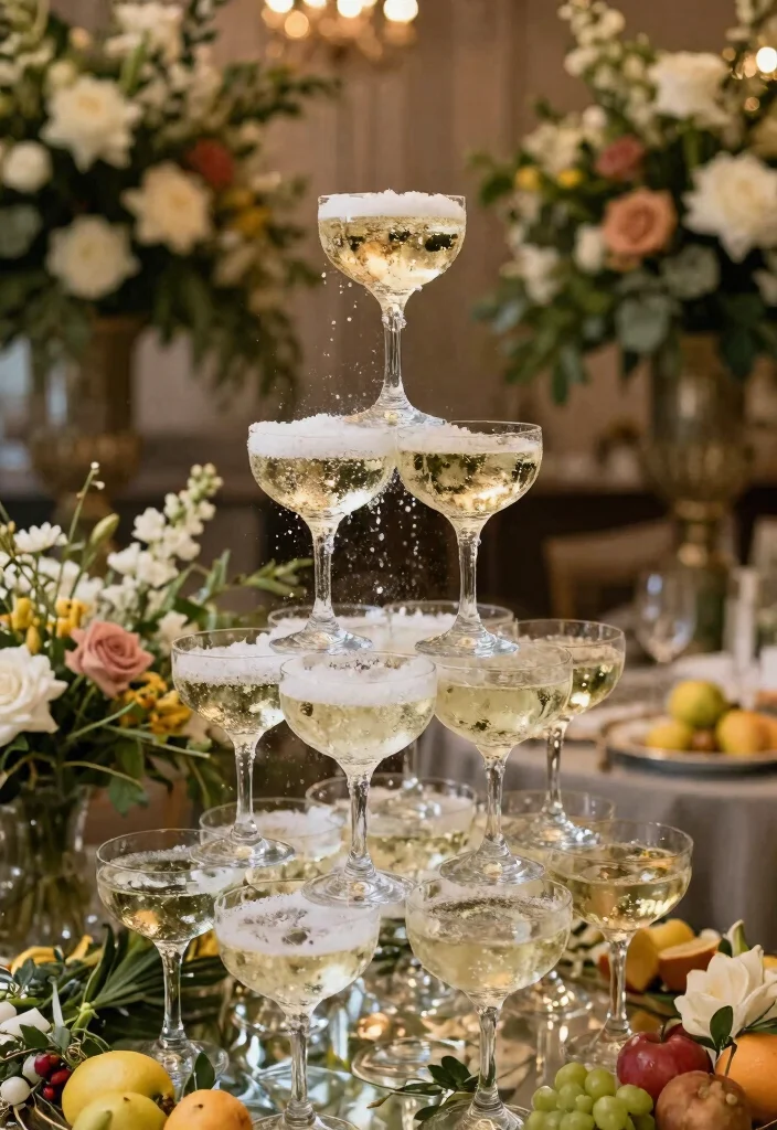 17 Brunch and Bubbly Bridal Shower Ideas for a Fun Celebration - 17. Champagne Tower 1